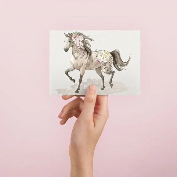 Floral Horse Watercolor Illustration Wall Art Print Poster Unframed - Picture 6 of 17